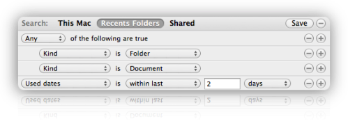 An example of a Recently Used Smart Folder